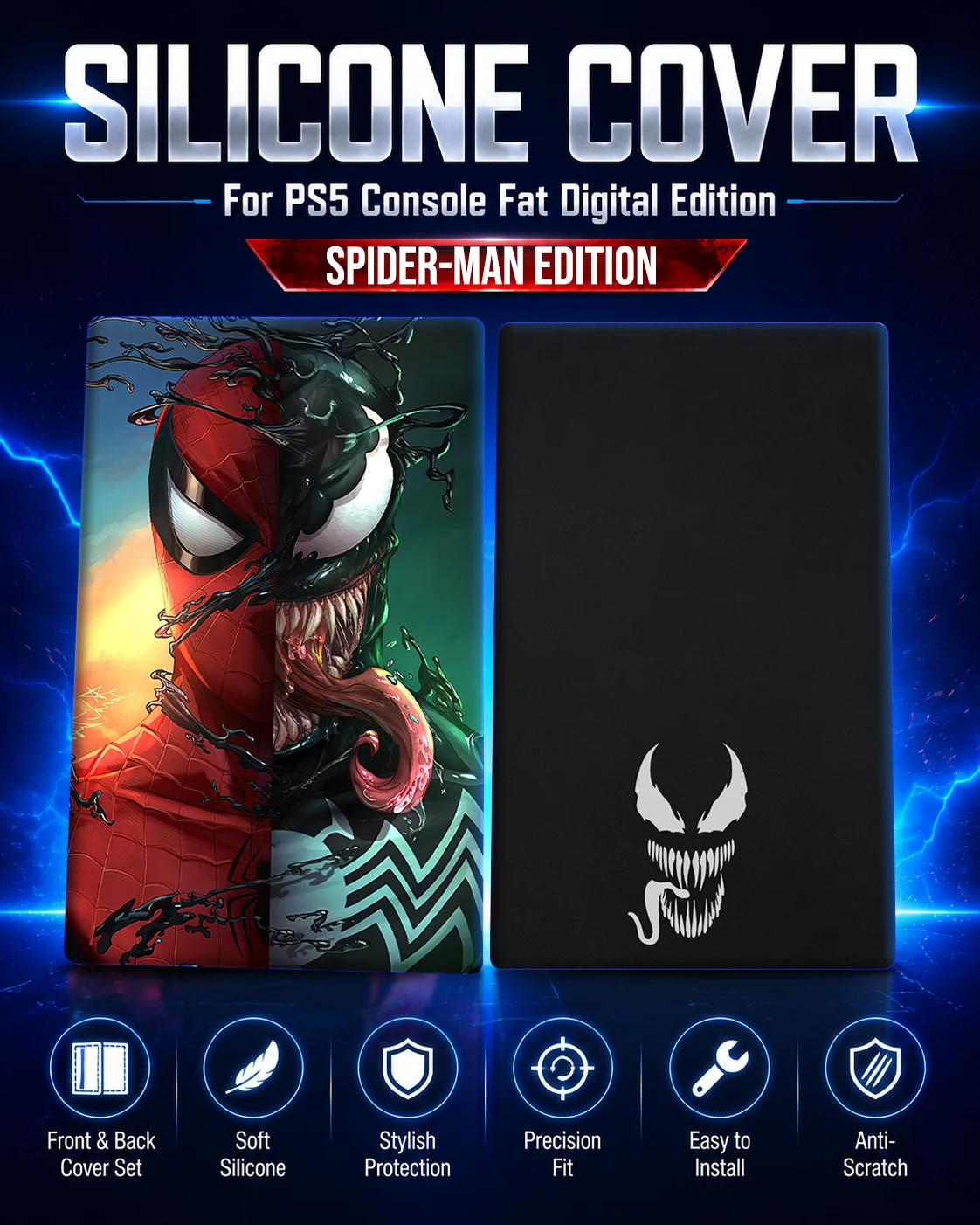 Spider-Man Venom Silicone Cover for PS5 Fat Digital Edition